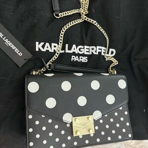 Karl Lagerfeld Black and White Polka Dot Crossbody Bag